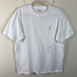 Vintage Breast Cancer Awareness Embroidered Logo T-shirt Men's L White